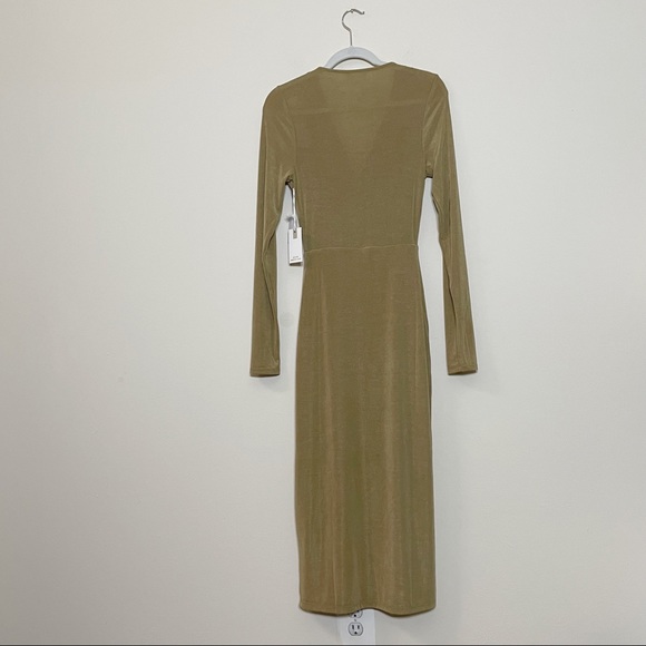 Good American Shimmer Wrap Dress Pale Gold NWOT - Picture 5 of 10